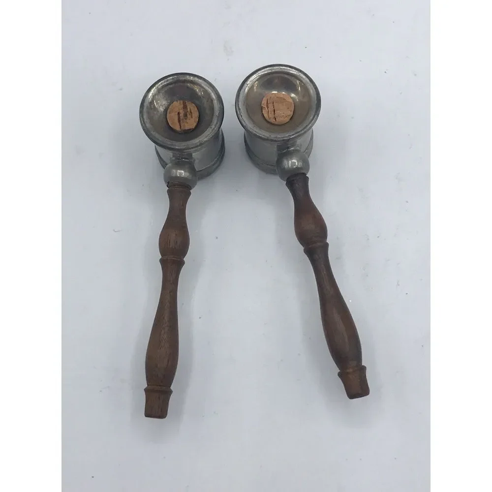 Silver metal‎ with Wooden Handles Gavel Salt & Pepper Shakers